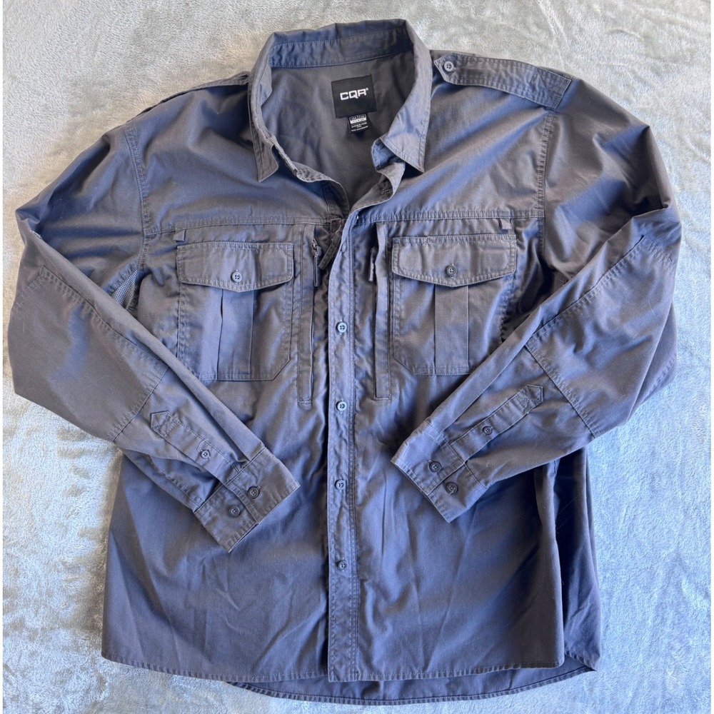 CQR‎ Tactical Utility Shirt Mens XL Gray Military Gorpcore Workwear Button Up